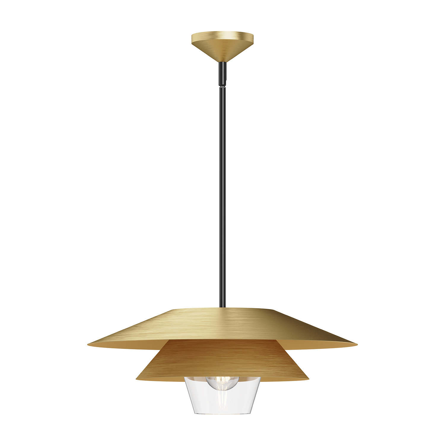Davant Single Light Steel Pendant, Brushed Gold, 7.75" H x 19.5" W x 19.5" D
