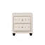 Table de chevet à 2 tiroirs capitonnée de style moderne recouverte de velours en bois crème-133139087