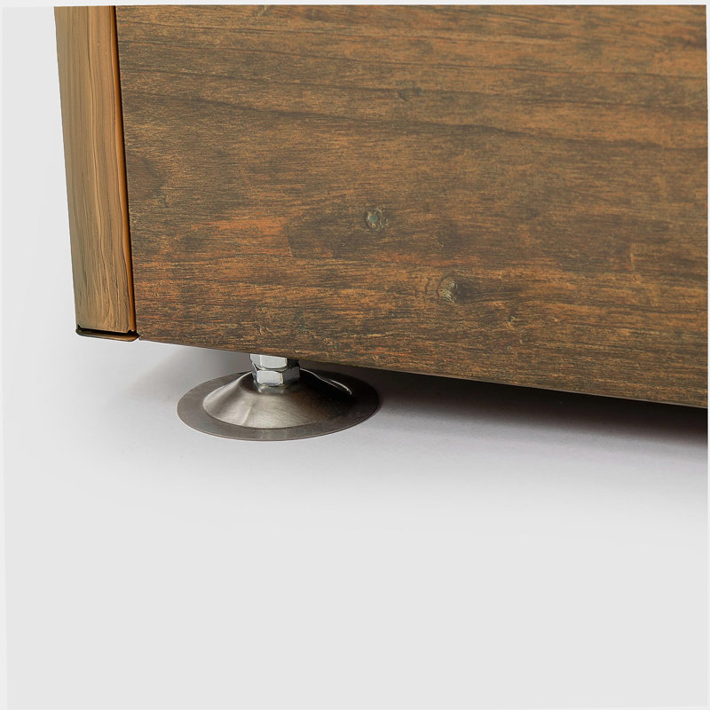 48-inch Iron Fire Pit Table with Wood Grain Surface