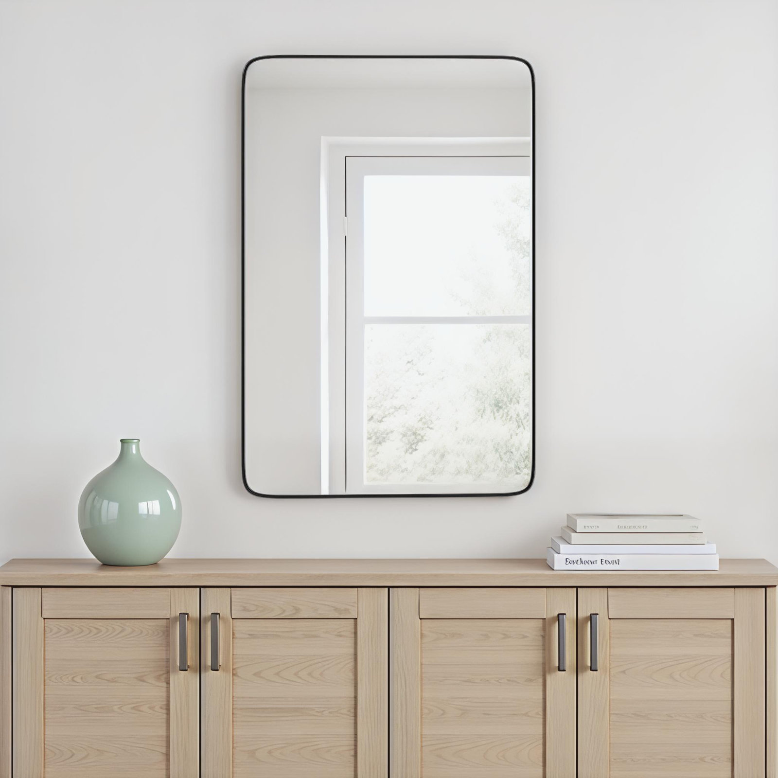 Eaton Modern & Contemporary Accent Mirror, Matte Black, 36" H x 24" W