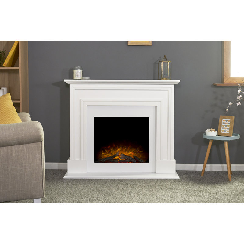 Sandwell Adam 110 cm W White Electric Fireplace with 6824 BTU