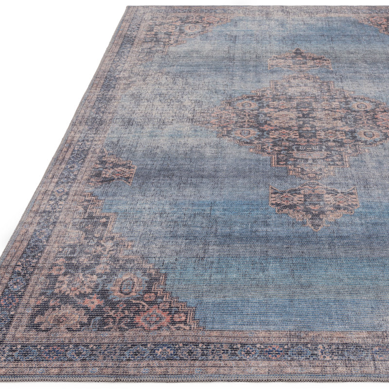 Mason Flatweave Blue/Brown/Pink Rug, Rectangle 120 x 170cm
