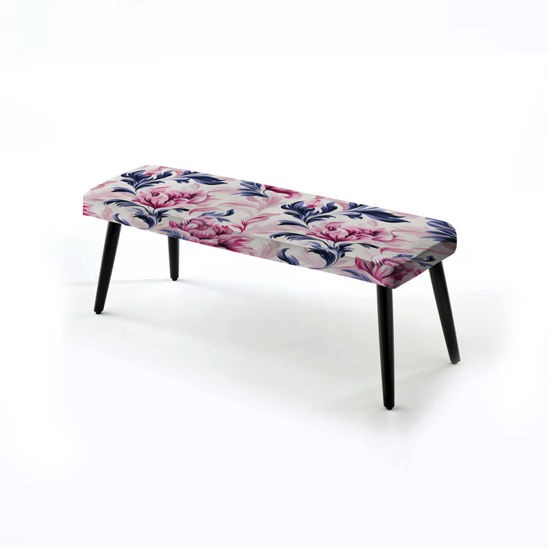 Banc rembourré Plants, Pink And Blue Love Knot Ikat Infused Blooms