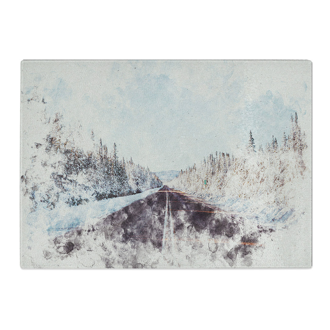 Tempered Glass Road Through a Forest in Canada Chopping Board
