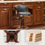 Adjustable Swivel Bar Stool in Genuine Leather with Solid Wood Frame-692556915