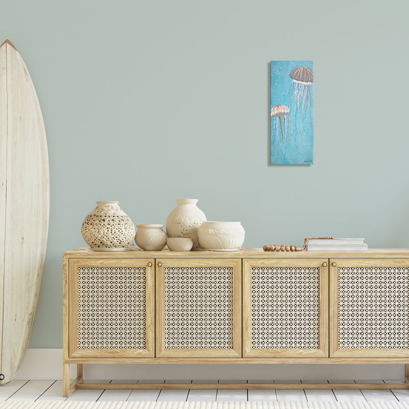 «Crystal Jellyfish Motif», art mural sur toile par Jennifer Peck, H 24 po x l 10 po x P 1,5 po
