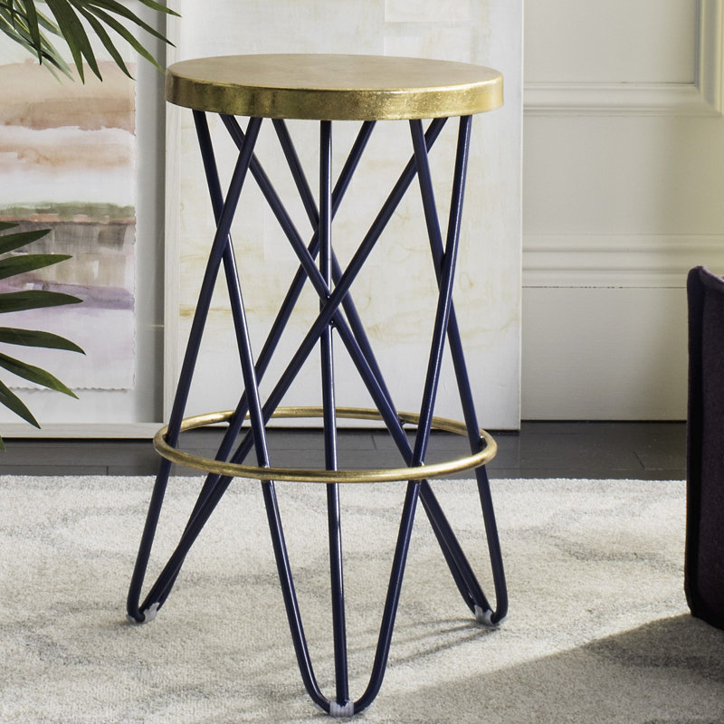 Dimitri Counter Stool with Metal Frame, Navy