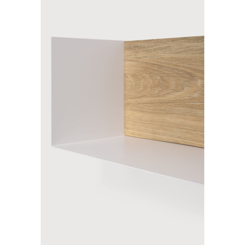 U Oak Solid Wood Accent Shelf, 5.9" H x 27.6" W x 5.9" D, White