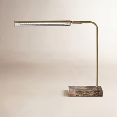 Francie 15" Brass/Brown Desk Lamp with USB