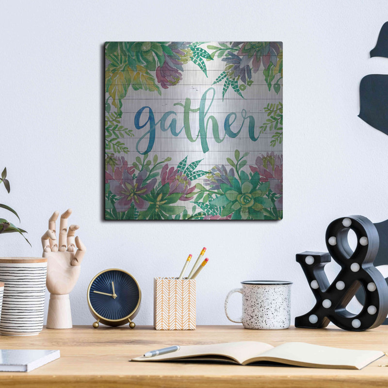 Gather Succulents' by Cindy Jacobs, Metal Wall Art, 12" H x 12" W