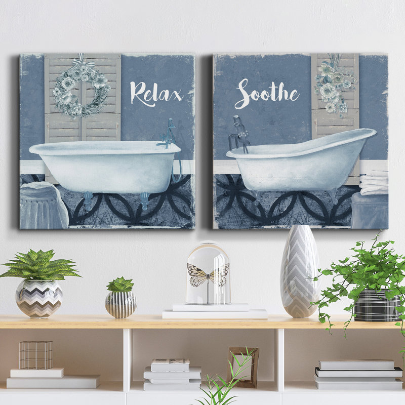 Relax - ensemble de 2 impressions sur toile, H 32 po x l 64 po x P 1 po, Toile tendue