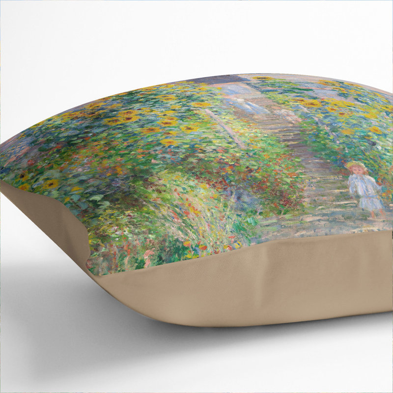 Garden at Vetheuil Scatter Cushion Pillow, Stone, 40cm H x 40cm W x 15cm D