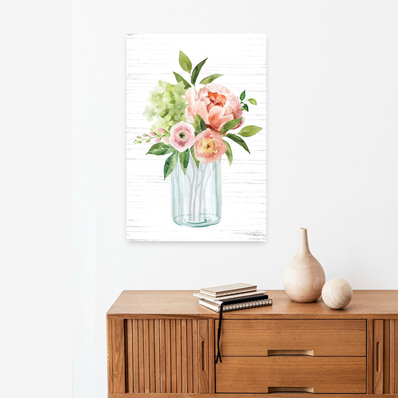Art floral contemporain printanier III, H 24 po x l 16 po