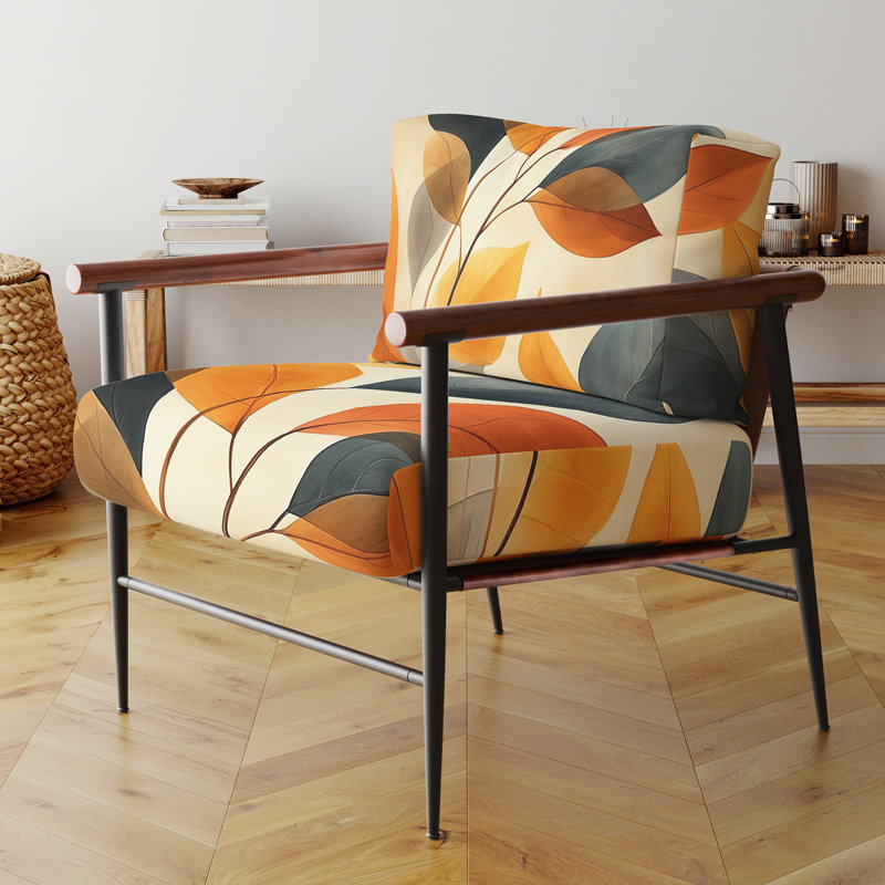 Chaise d'appoint Leaves - Fauteuil Ficus III Earth Tone, Brown Round Arms