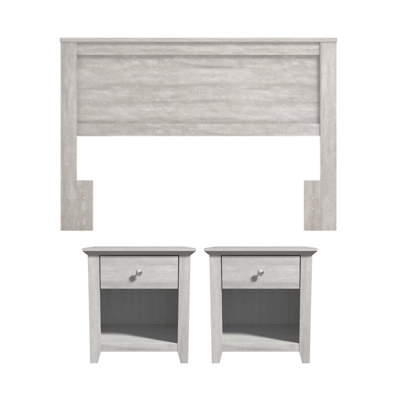 Dorsey Modern 3 Piece Bedroom Set, Dusty Gray Oak