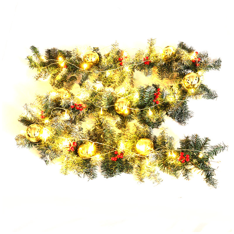 270cm Lighted Faux Garland with Lights, Green
