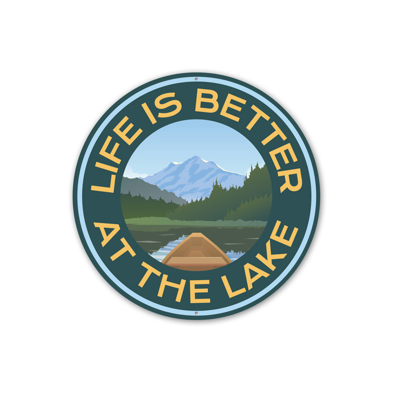 Plaque en aluminium Lake Life, H 12 po x l 12 po x P 0,04 po
