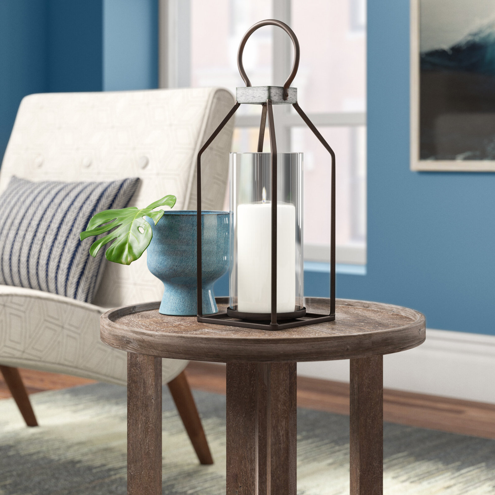 Lantern Candle Holder, 19" H x 5.5" W x 5.5" D
