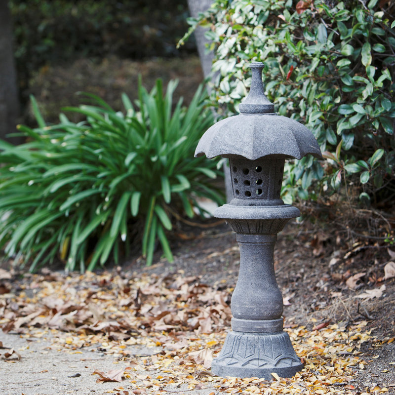 Column Garden Lantern - Lava Stone
