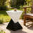 Modern Geometric MGO Side Table - Black & White Two Tone Indoor Outdoor End Table For Living Room, Patio, Garden, 18'' H X 12.5'' Base-2104562691