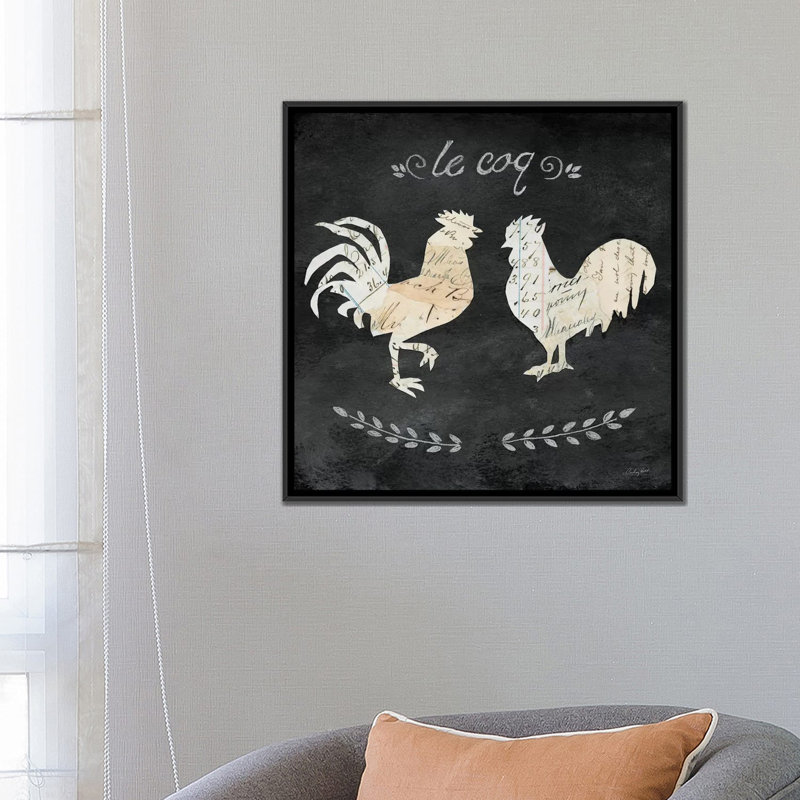 «Le Coq Cameo» par Courtney Prahl - reproduction imprimée, Aucun mat, H 26 po x l 26 po x P 1,5 po, Toile avec cadre noir