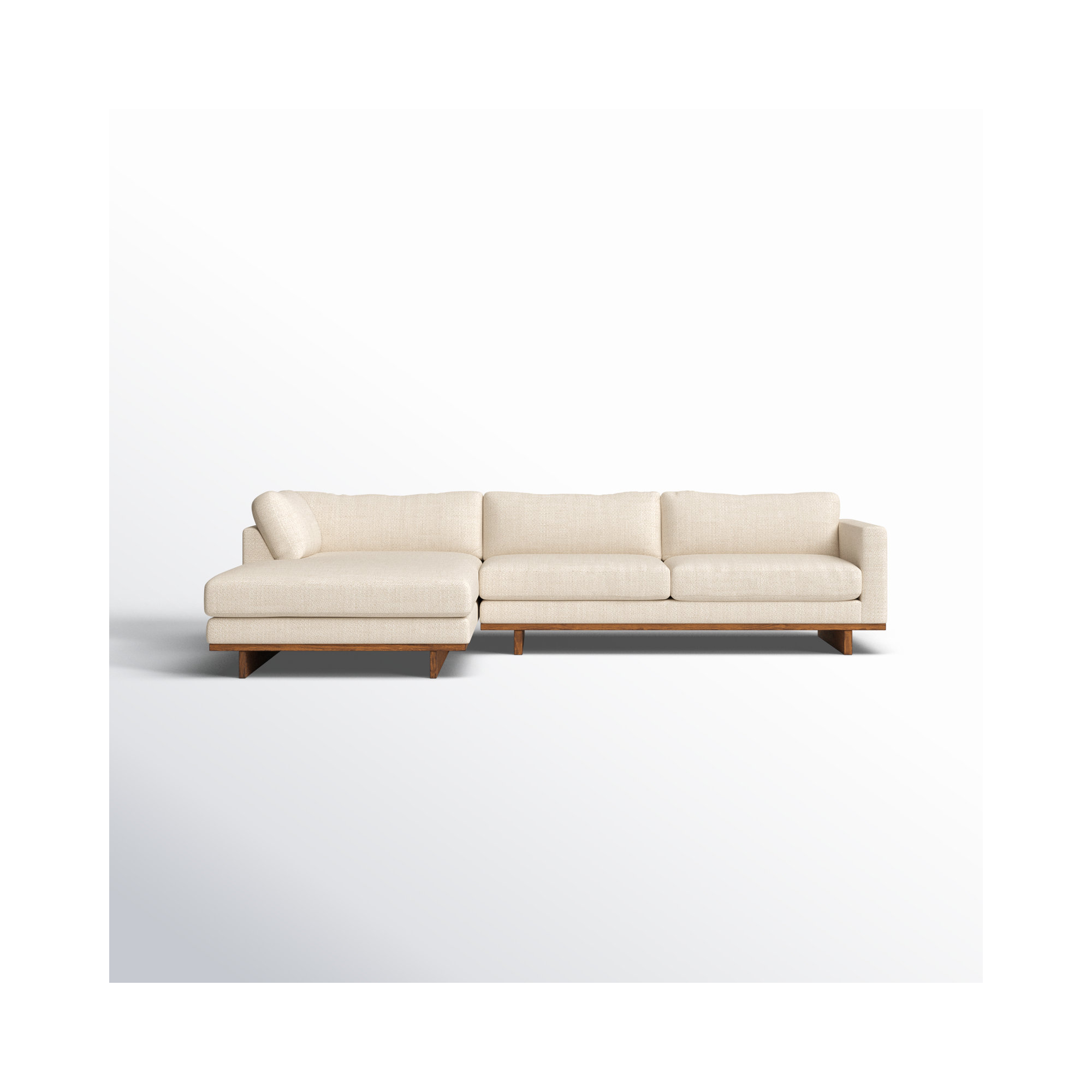 Menades Upholstered Chaise L-Sectional, Irving Taupe Polyester Blend, Left Hand Facing, 32" H x 133" W x 86" D