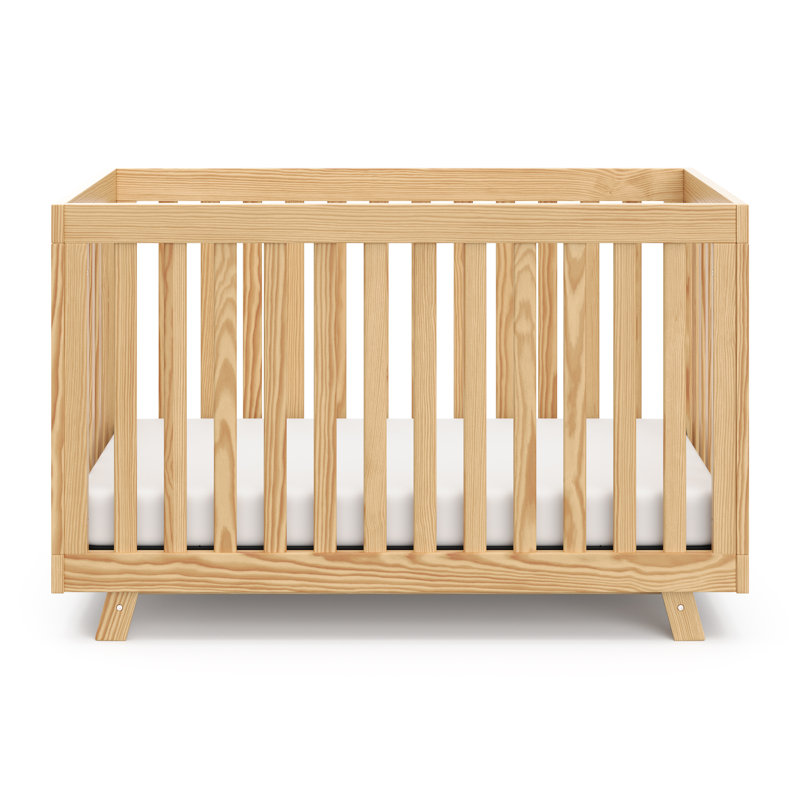 Natural Wood 3-in-1 Convertible Crib with Adjustable Mattress Base