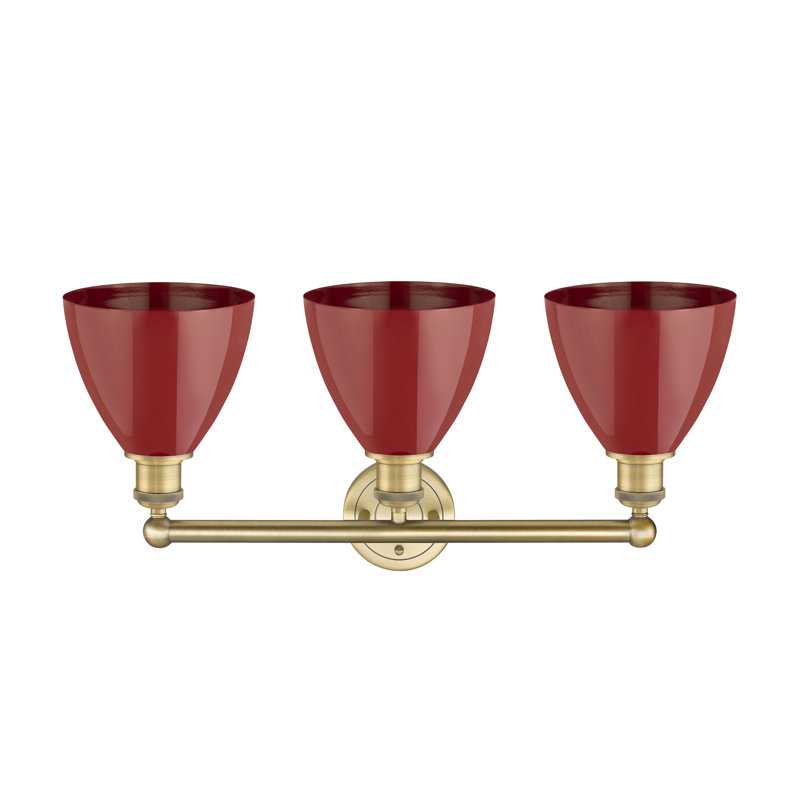 Anglie 3 - Light Dimmable Vanity Light, Red, Brushed Brass