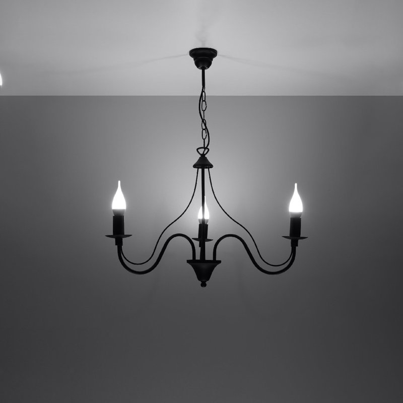 Tanan 3 - Light Candle Style Chandelier, Black