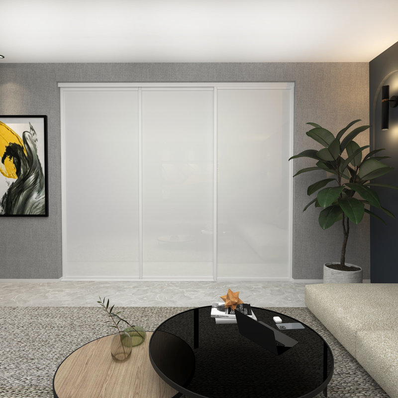 4 - Portes de placard coulissantes en verre, H 120 po x l 80 po, Lite Smoked/White Frame