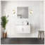 Meuble-lavabo moderne 36 po X P 22 po D, plateau en quartz blanc et Miroir à DEL-1385273181