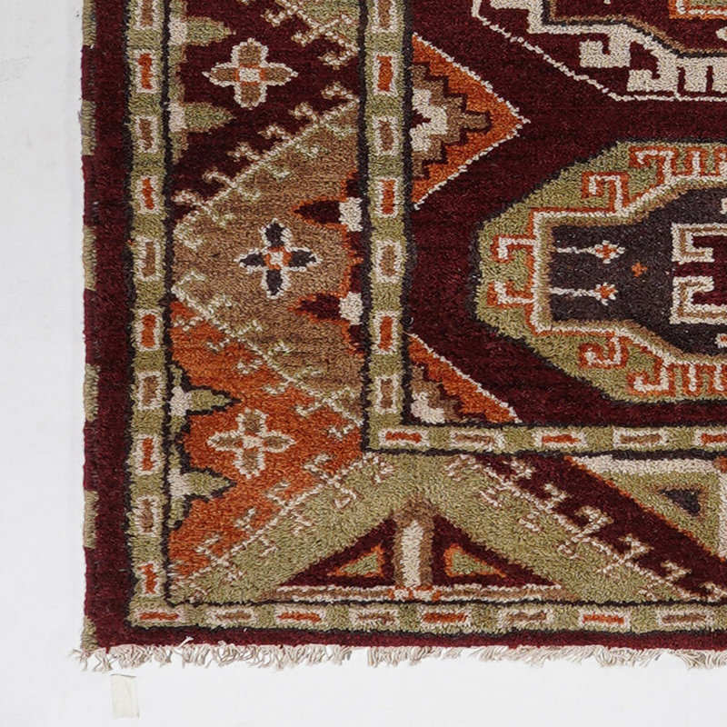 Tapis d'intérieur multicolore en soie et laine fait main, Rectangulaire 3 pi x 5 pi