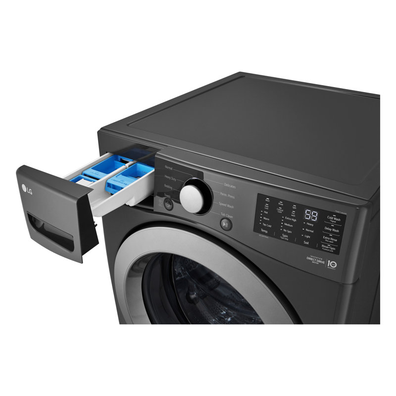 LG Mega Capacity Front Load Washer, 5.0 cu. ft., Middle Black