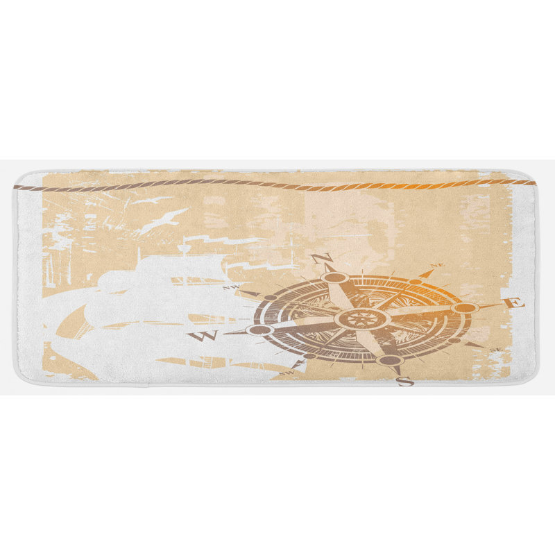 Tapis de cuisine en corde de couleur marine à bateau marigold windrose