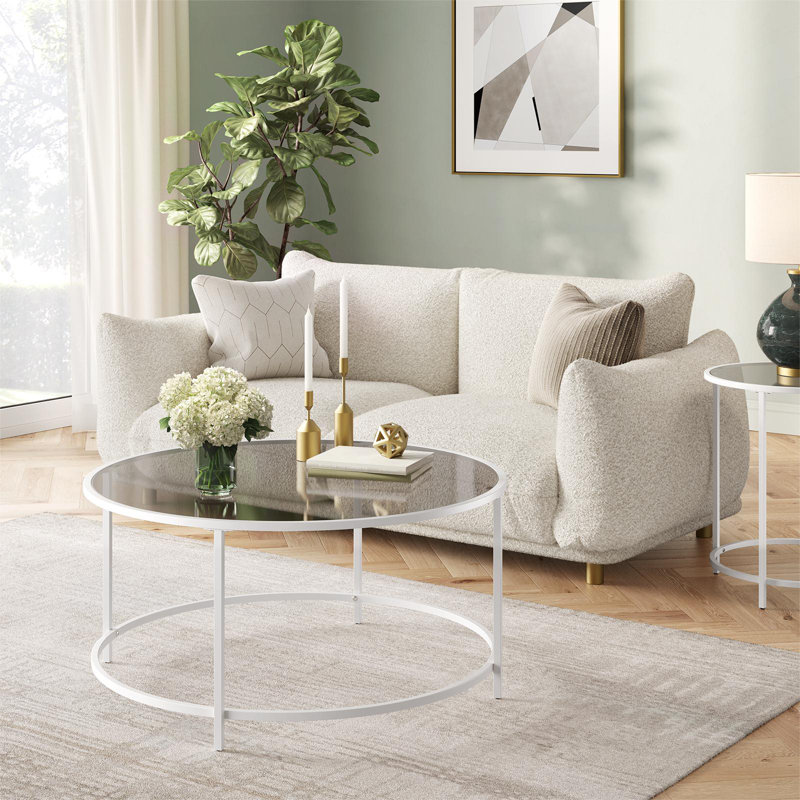 Adiline Frame Coffee Table, White, Grey