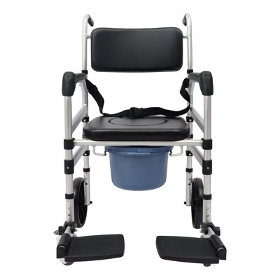Lockable Rolling Shower Chair With Commode(O-Shape Seat)