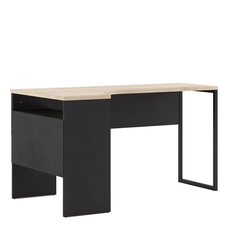 Gouge L-Shaped Computer Desk, Oak/Black Matt