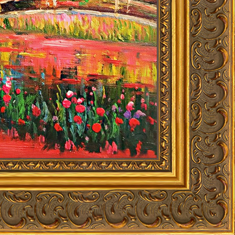 Le pont japonais (l'étang aux nénuphars, iris), reproduction d'art sur toile, H 13,5 po x l 15,5 po x P 2 po, Antique baroque