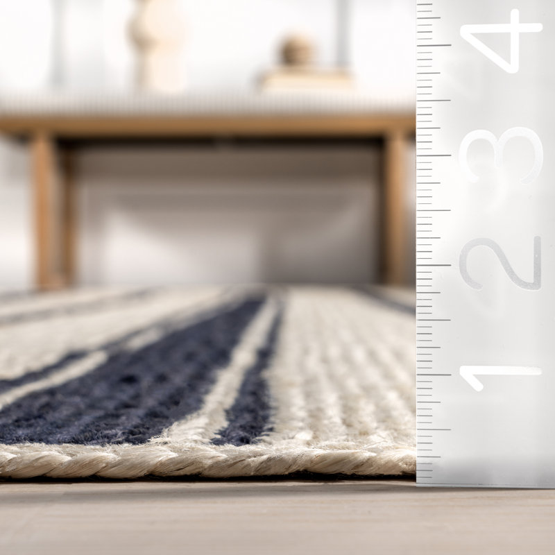 Tapis rayé en jute Allesse, Rectangle de 5 pi x 8 pi