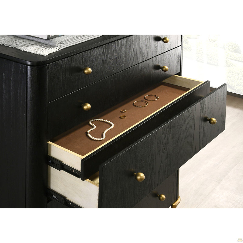Commode 5 tiroirs, Noir