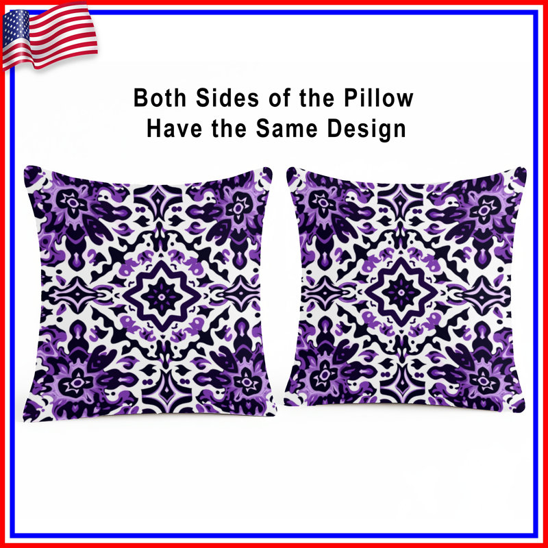 Purple Ornate Pattern Double Sided Throw Pillows, 20 x 20 inches