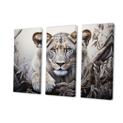 «Afrique Lioness Power II», impression sur toile tendue 3 pièces