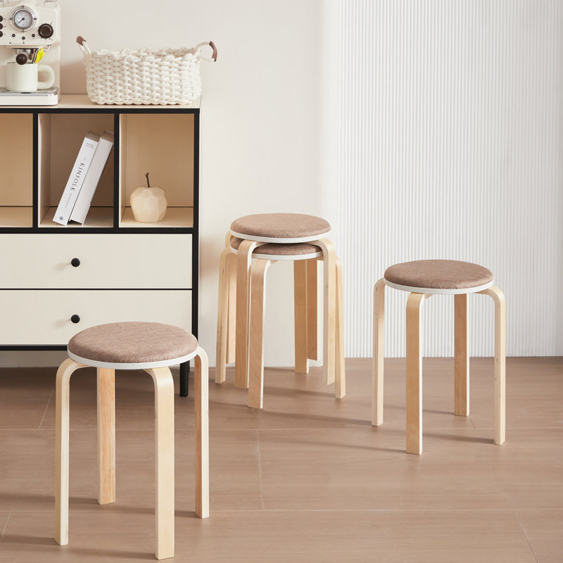 Set of 4 Stackable Stools, Coffee