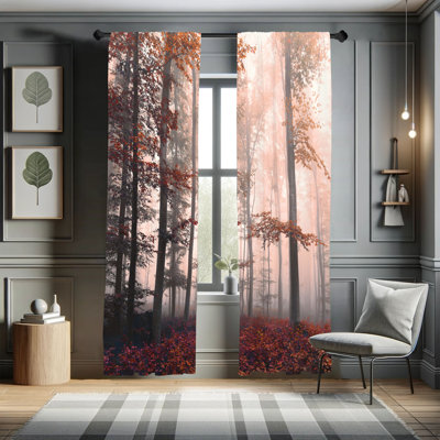 Union Rustic Forest Curtains, Autumnal Fall Nature Woods