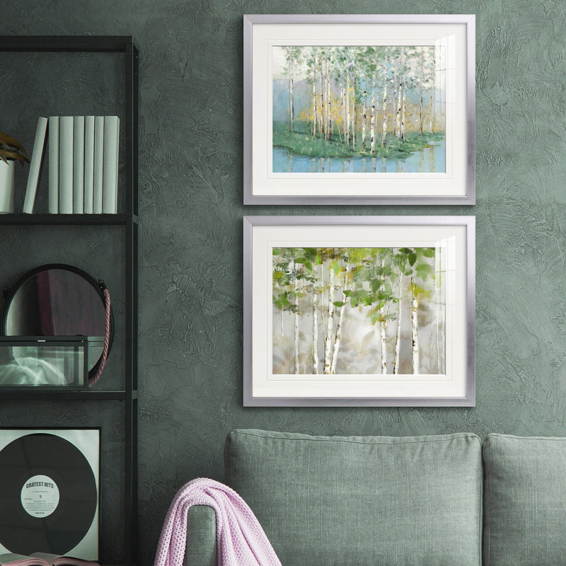 Reproduction de photo sur toile, Papier avec cadre argenté, Blanc mat