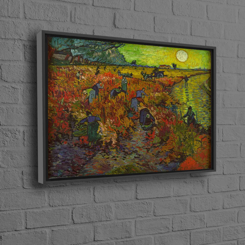 Stunning Reproduction of The Vineyard 1888 Famous Canvas Art in Oil Painting Print Featuring An Enchanting Field Landscape