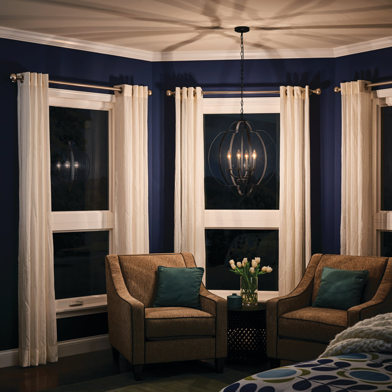4 - Light Geometric Chandelier, Black