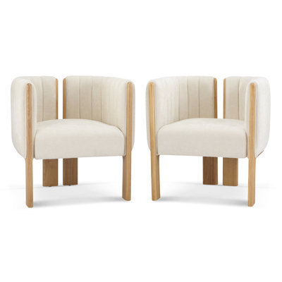 Liora Modern Bouclé Upholstered Accent Chairs With Rubber Wood Frame by NFusion