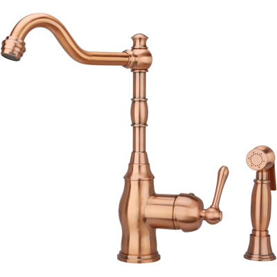 One-Handle Copper Widespread Kitchen Faucet with Side Sprayer