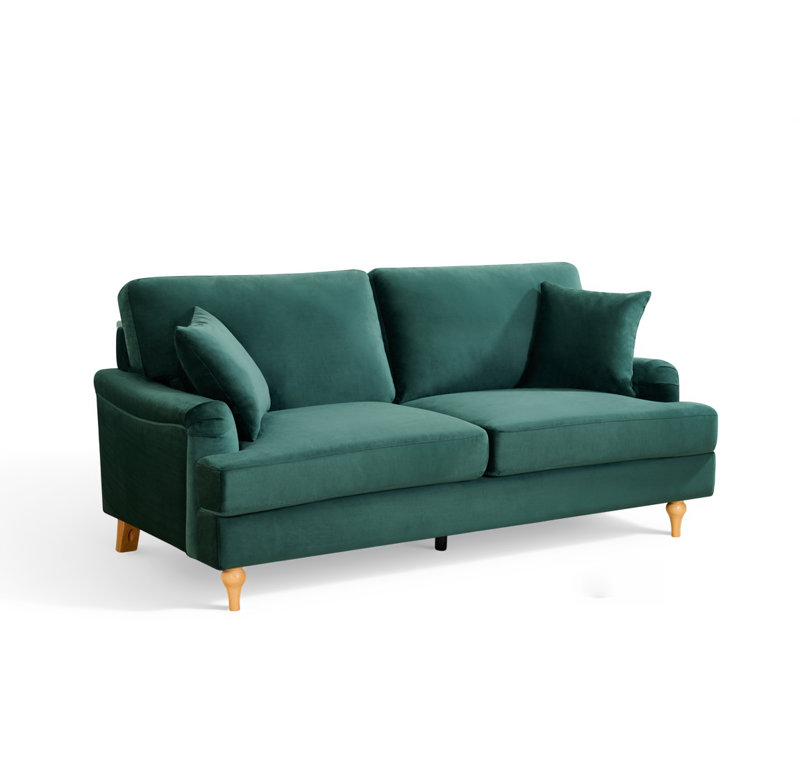 Elmeta 3 Seater Chenille Sofa, Green Velvet, 3
